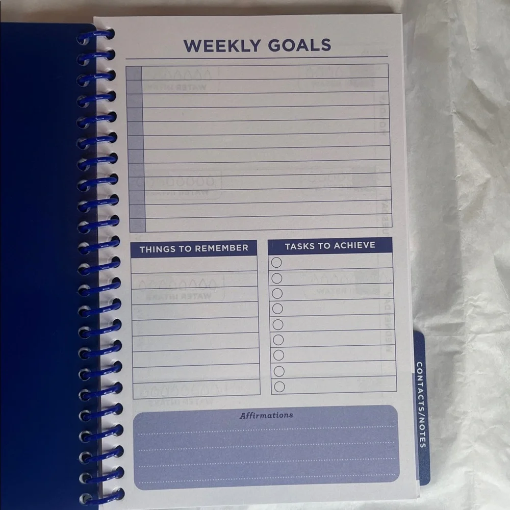 Weekly + Monthly Planner - Navy Blue with Iridescent Gems Hand Crafted